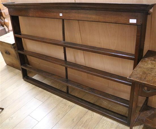 An oak plate rack, W.190cm